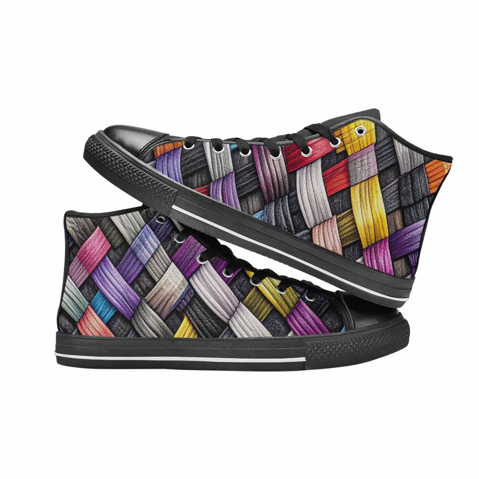 MEN'S Asexual Flag Color High Top Canvas Grunge Custom Sneakers