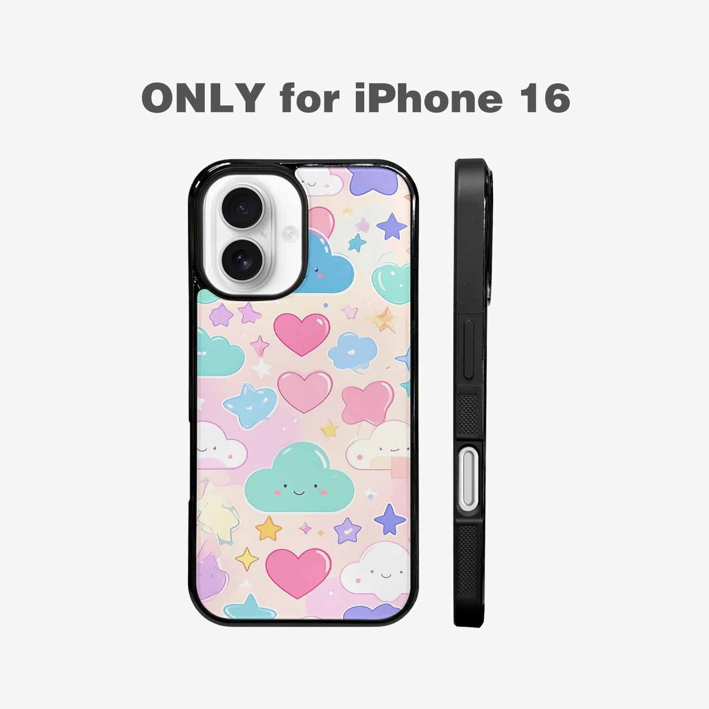 iPhone 16 Case — Cute Kawaii Style Generic Icons Stars, Personalized Phone Case