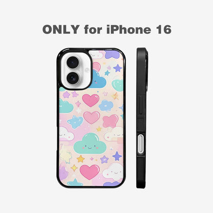 iPhone 16 Case — Cute Kawaii Style Generic Icons Stars, Personalized Phone Case