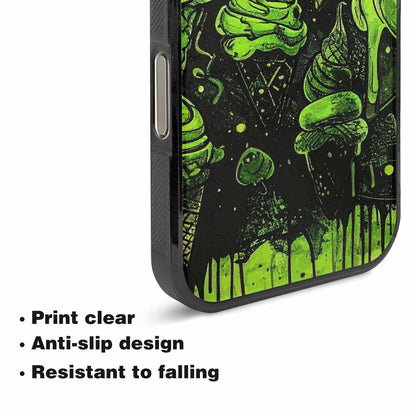iPhone 16 Pro Case — Ice Cream Motif Black Green Ink, Personalized Phone Case
