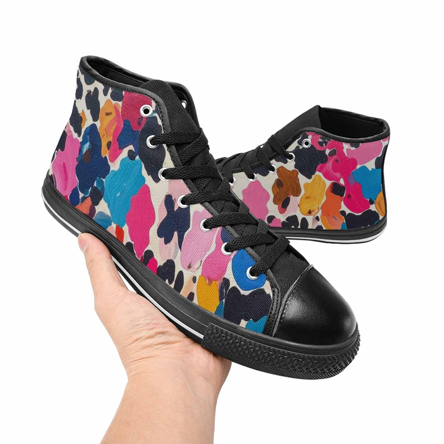 WOMEN'S Cow Animal Print High Top Canvas Grunge Shoes