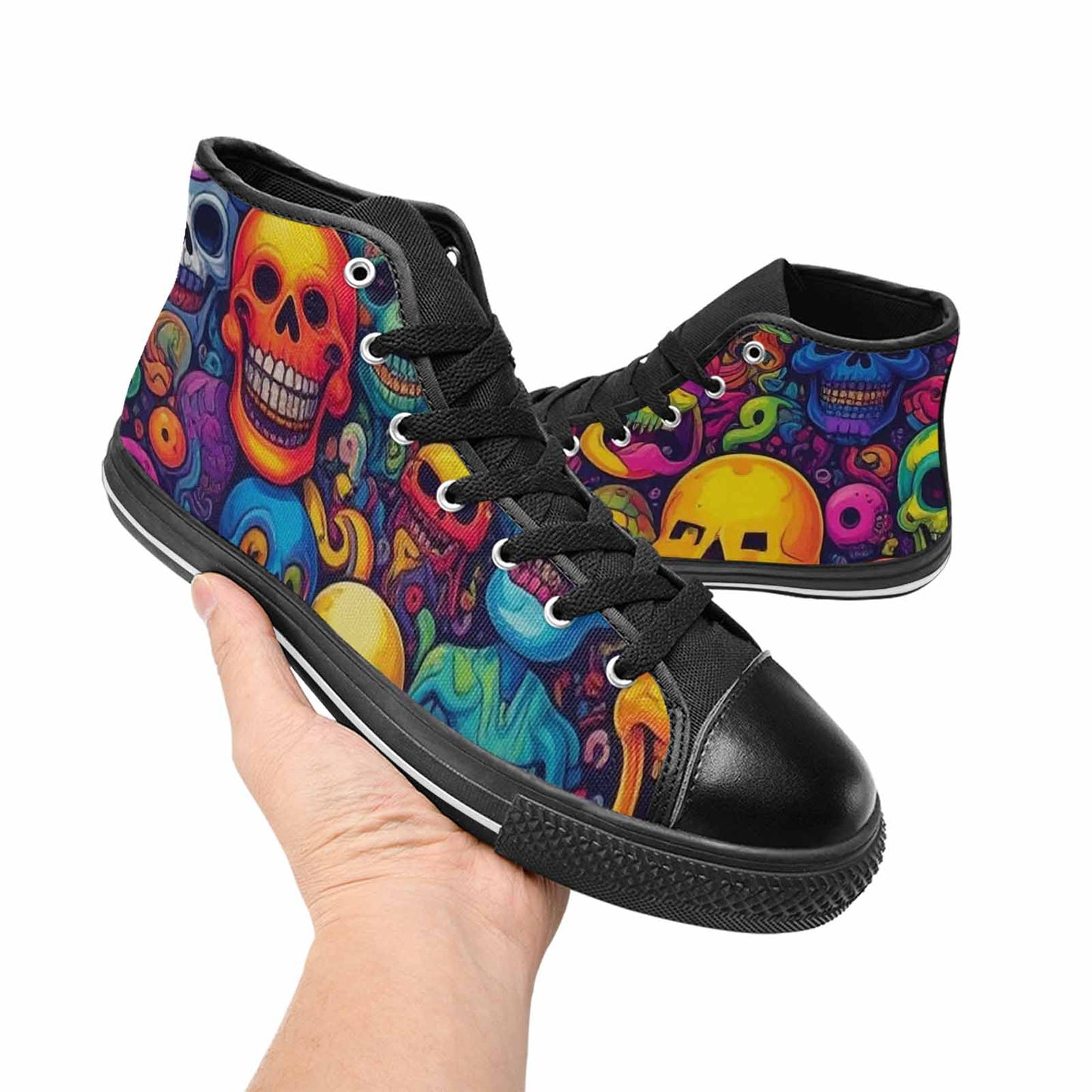 MEN'S Skeleton People Face High Top Canvas Dark Academia Sneakers