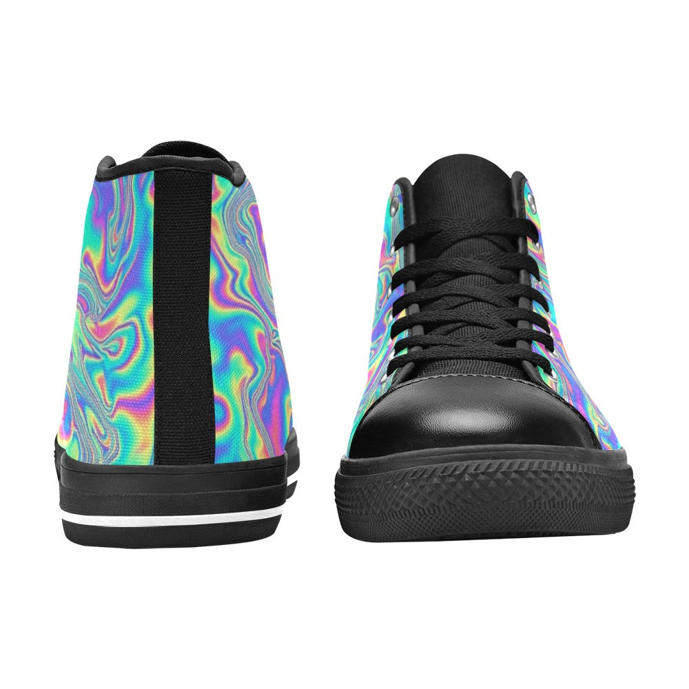 MEN'S Holographic Tribal Blaze 4 High Top Canvas Neon Fantasy Custom Shoes