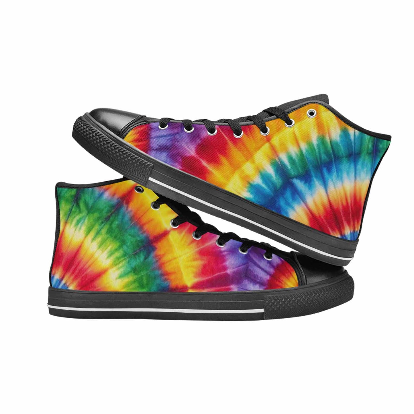 WOMEN'S Tie Dye Rainbow Spiral High Top Canvas Vivid Sneakers