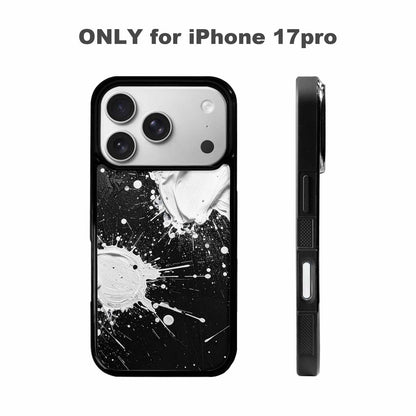 iPhone 17 Pro Case — White Ink Splatter Texture On Watercolor, Custom Made Phone Cover