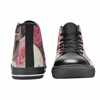 WOMEN'S Skulls Roses Soft Airbrush High Top Canvas Cottagecore Shoes