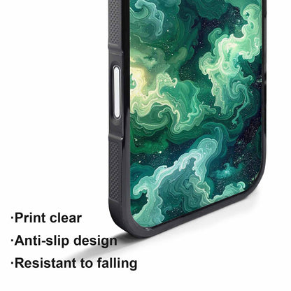 iPhone 17 Pro Case — Galaxy Art Green Teal Nebula Galaxy, Custom Art Phone Cover
