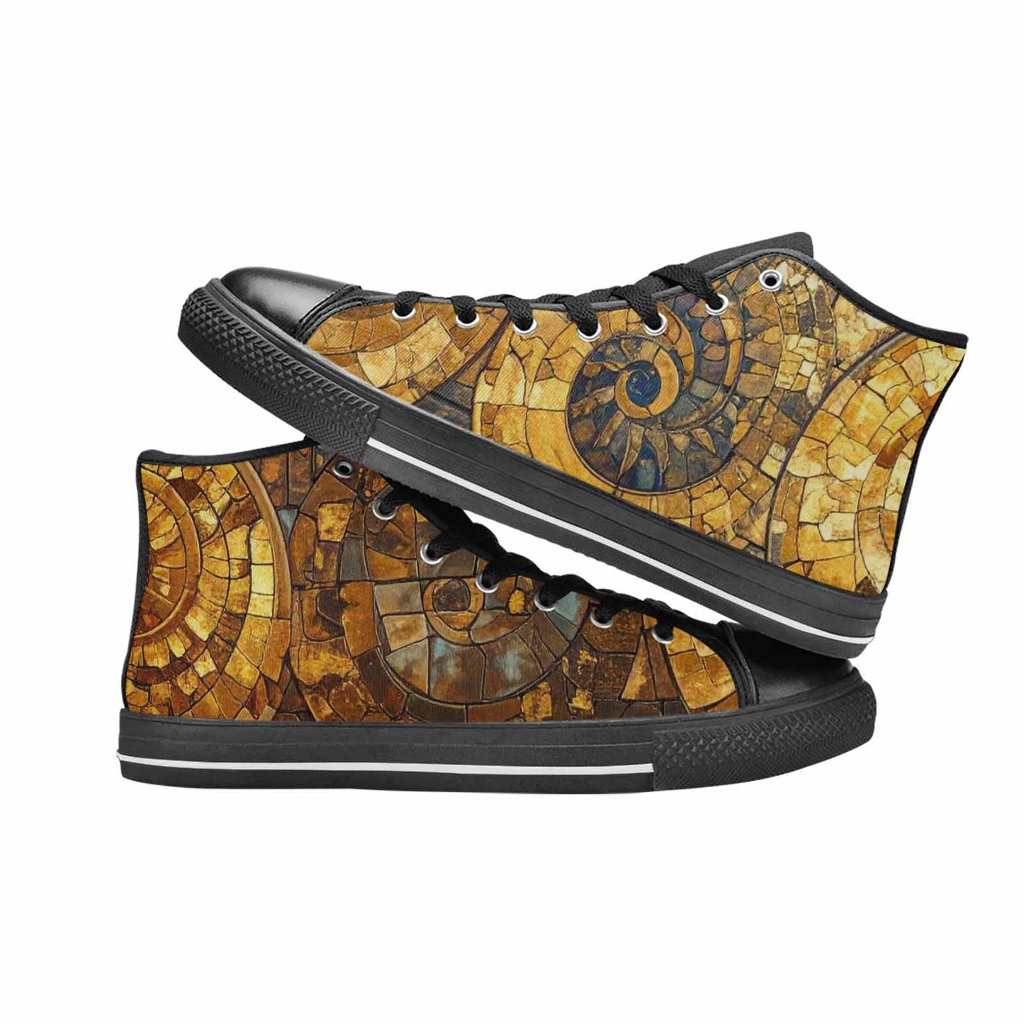 WOMEN'S Klimt-Style Gold Leaf High Top Canvas Dark Academia Custom Sneakers