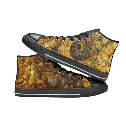 WOMEN'S Klimt-Style Gold Leaf High Top Canvas Dark Academia Custom Sneakers