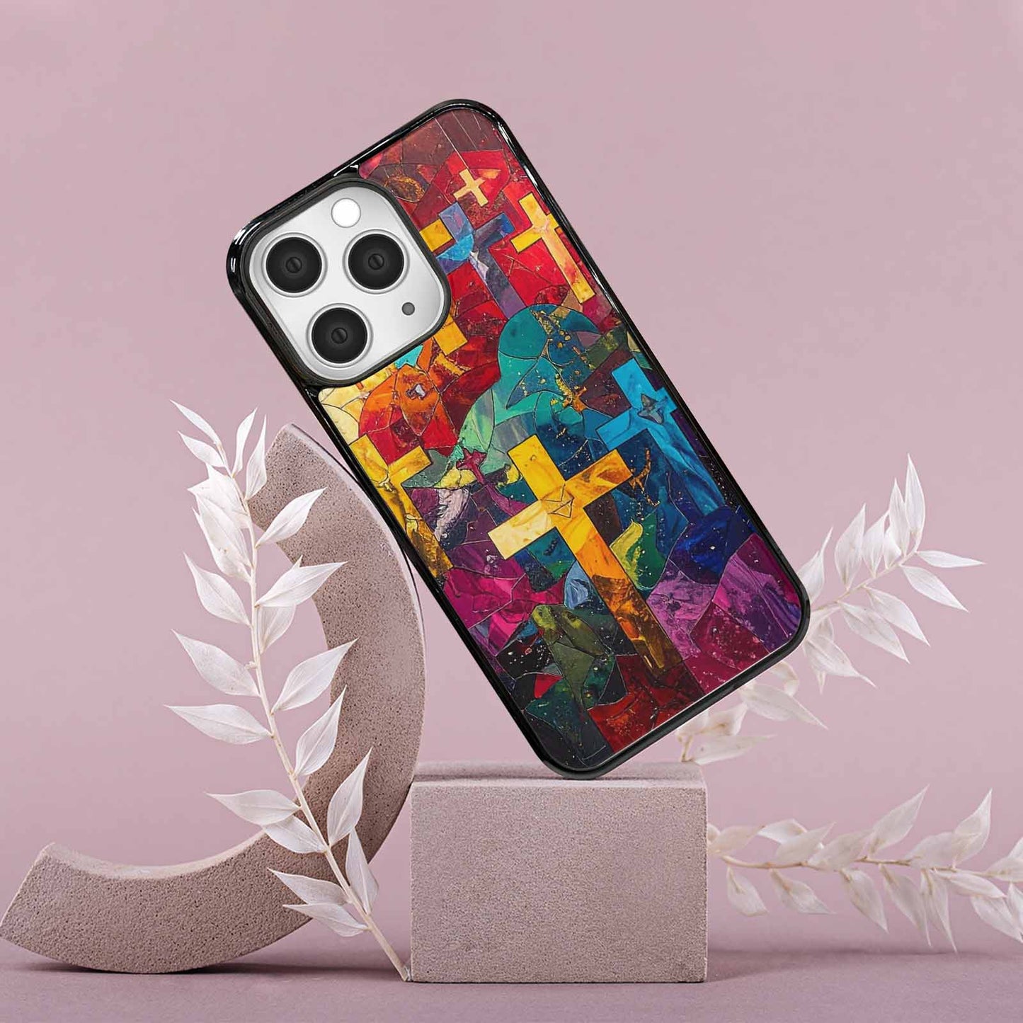 iPhone 15 Pro Max Case — Faith Cross And Faith Icons Pattern, Custom Designed Case Cover