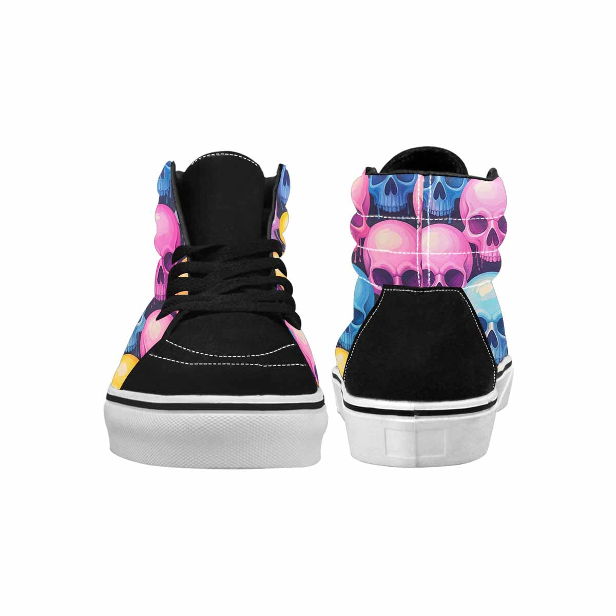 WOMEN'S Dripping Candy Skulls High Top Canvas Neon Fantasy Custom Sneakers