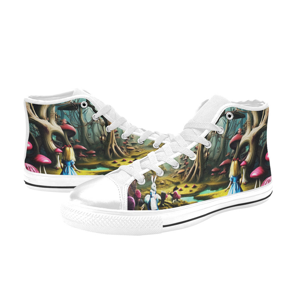MEN'S Creepy Wonderland Model Art High Top Canvas Vivid Custom Sneakers