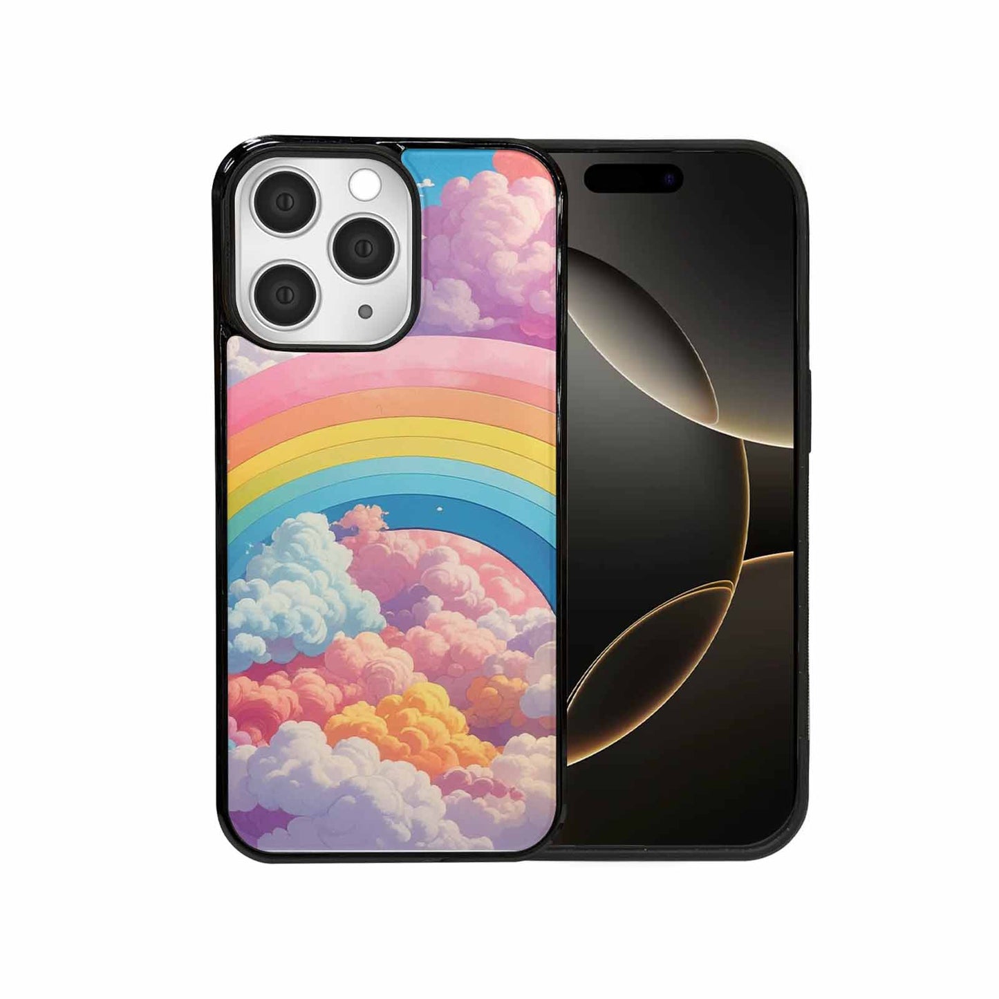 iPhone 15 Pro Max Case — Cloud And Rainbow Burst Pattern Hundreds, Customized Protective Case