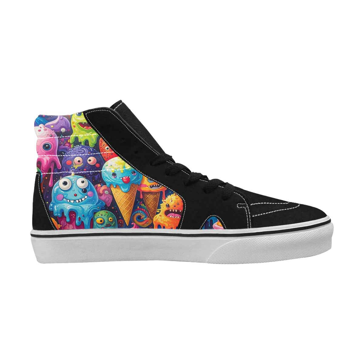 MEN'S Melting Ice Cream Monster High Top Canvas Grunge Custom Shoes