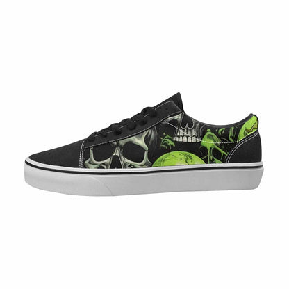 WOMEN'S Skulls Black & Green Ink Canvas Unique Print Y2K Custom Canvas Shoes