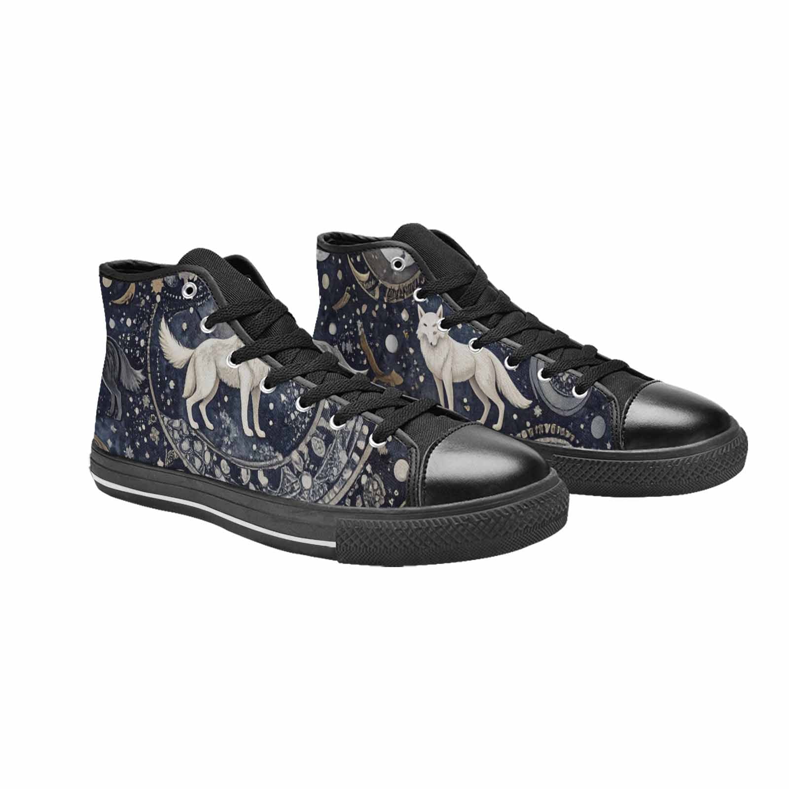 MEN'S Wolves Everywhere Collage High Top Canvas Vibrant Chaos Shoes