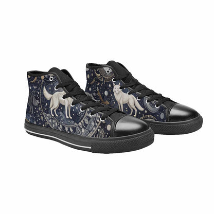 MEN'S Wolves Everywhere Collage High Top Canvas Vibrant Chaos Shoes