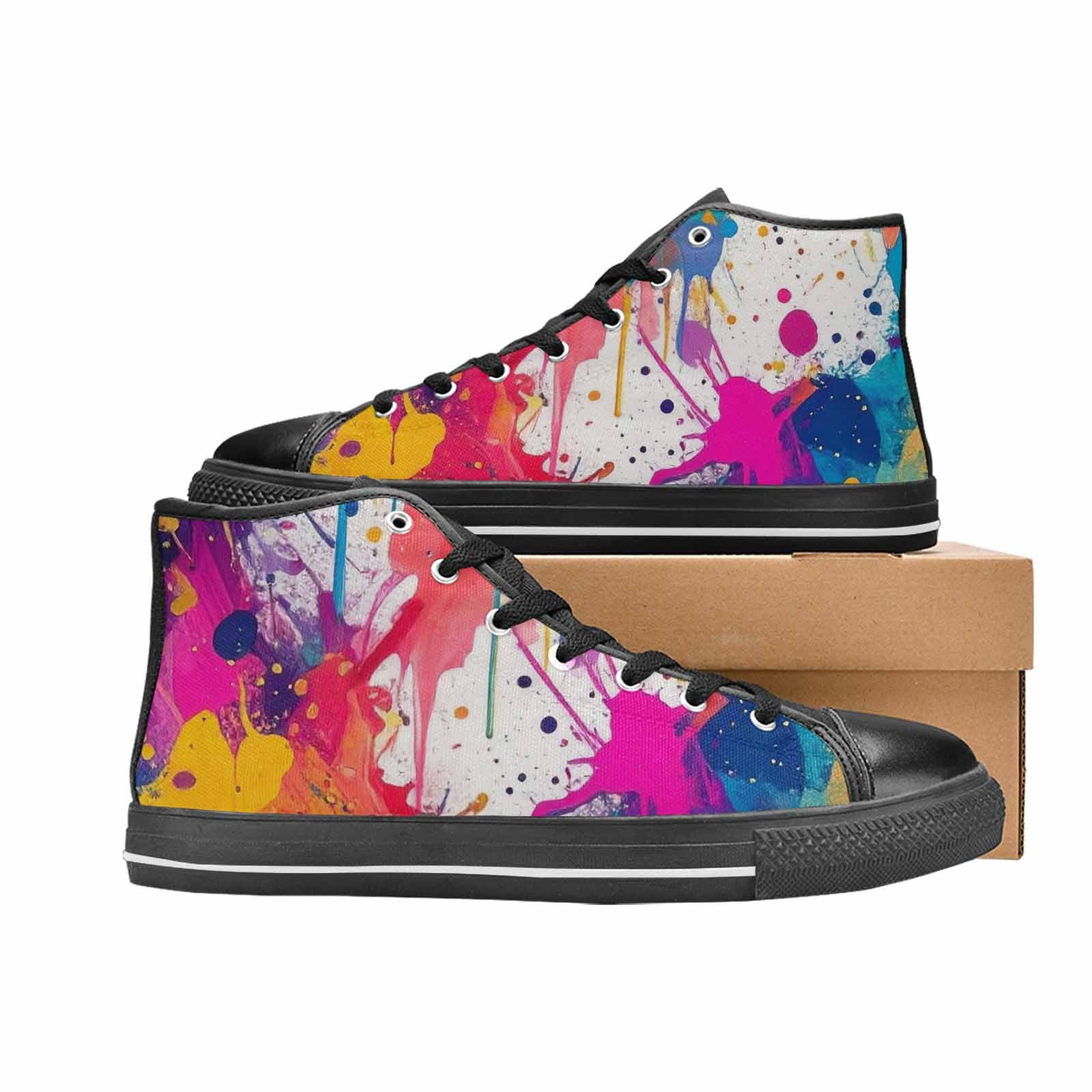 MEN'S Paint Splatter High Top Canvas Cottagecore Custom Sneakers