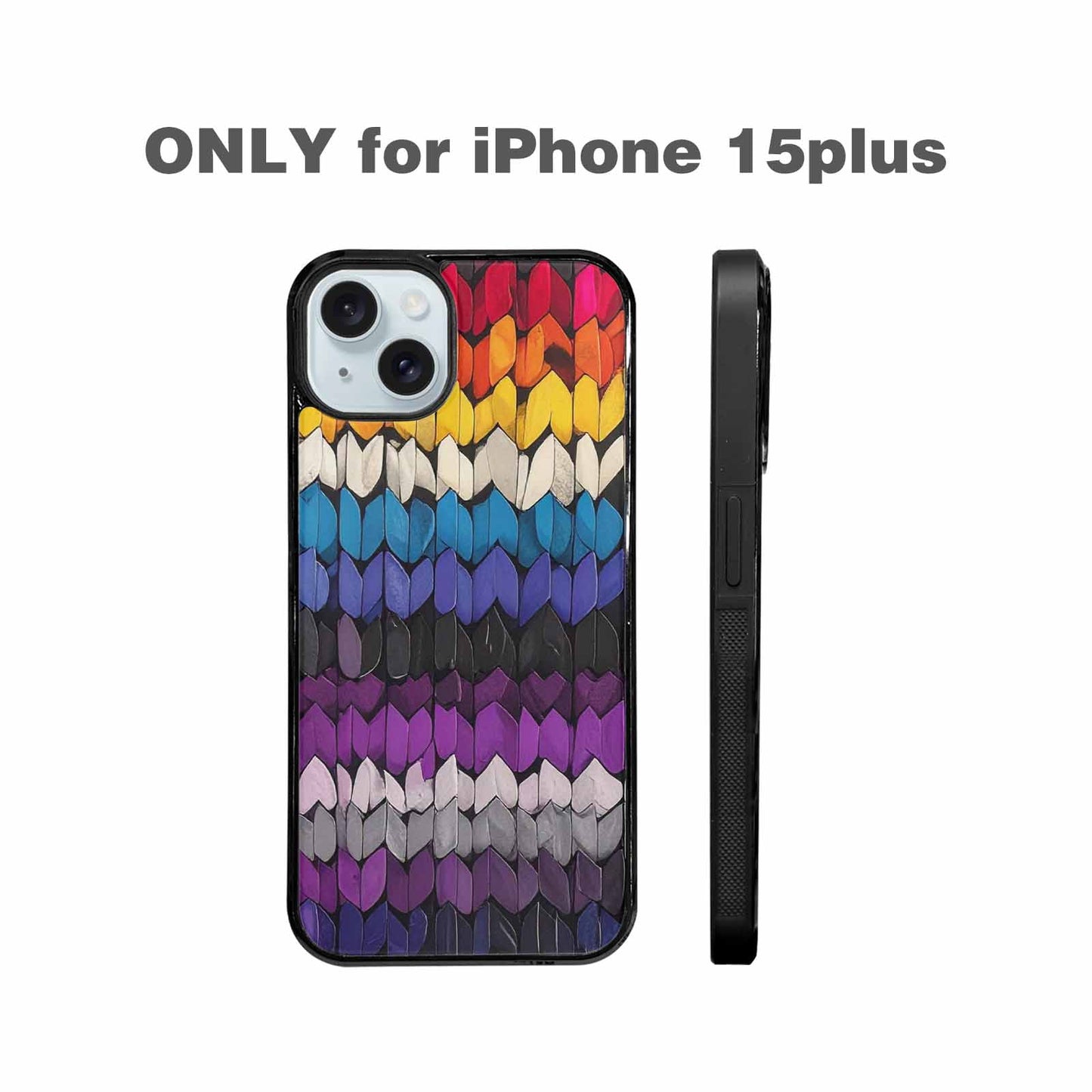 iPhone 15 Plus Case — Asexual Flag Color Theme Small Rainbow, Customized Protective Case