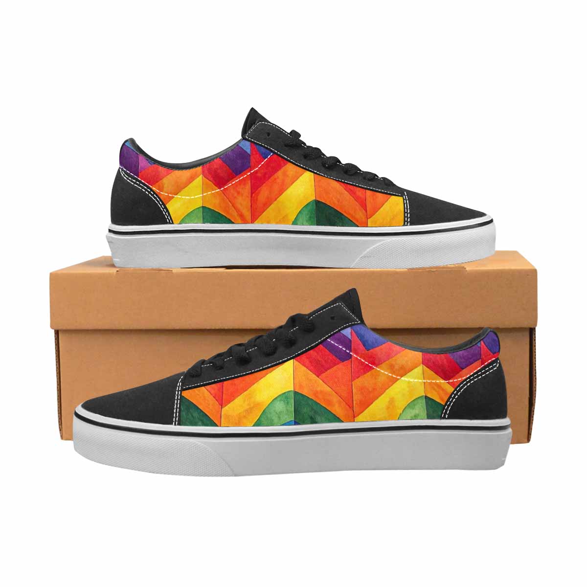WOMEN'S Rainbow Pride Flag Canvas Lace-Up Wallpaper Art Shoes