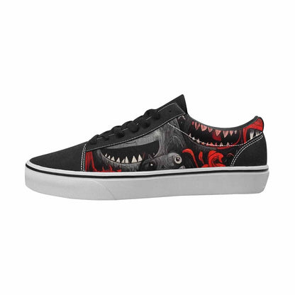 WOMEN'S Monsters Black & Red Ink Canvas Made To Order Vibrant Chaos Shoes