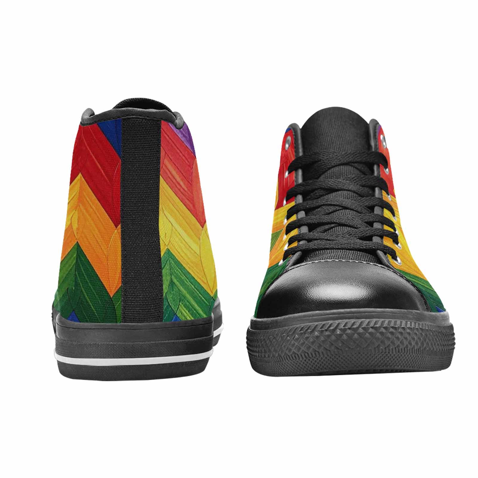 MEN'S Rainbow Pride Flag High Top Canvas Cottagecore Custom Shoes