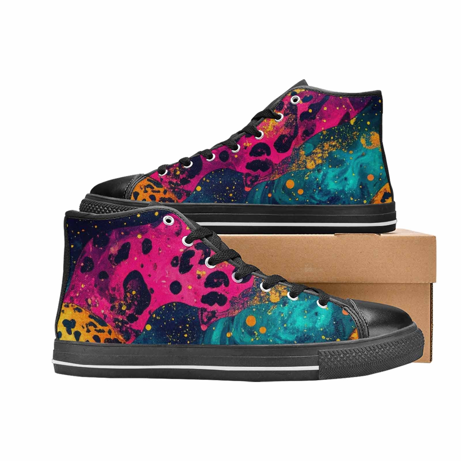 MEN'S Leopard Print Galaxy High Top Canvas Surreal Custom Shoes