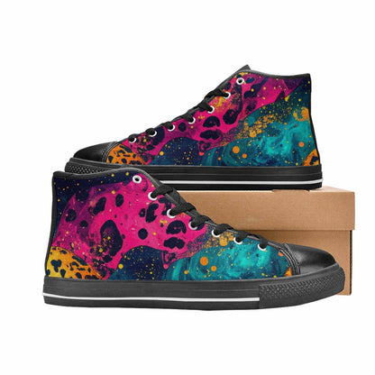 MEN'S Leopard Print Galaxy High Top Canvas Surreal Custom Shoes