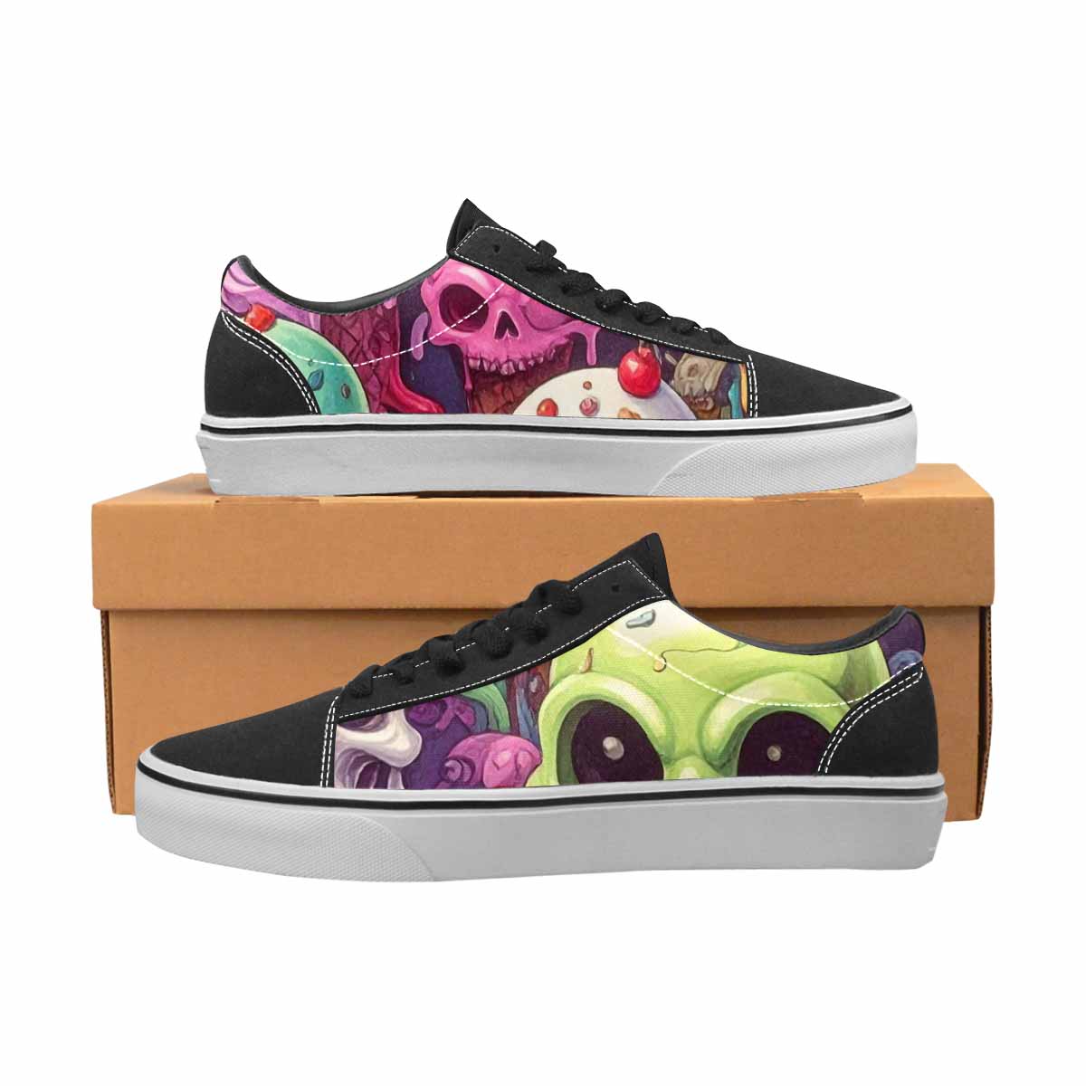 WOMEN'S Ice Cream Monsters  Lace-Up Canvas Cottagecore Sneakers
