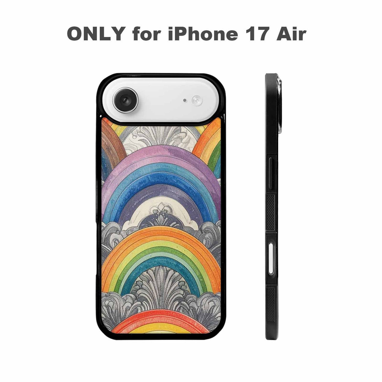 iPhone 17 Air Case — Hand Drawn Damask Rainbow Original Art, Custom Printed Phone Case