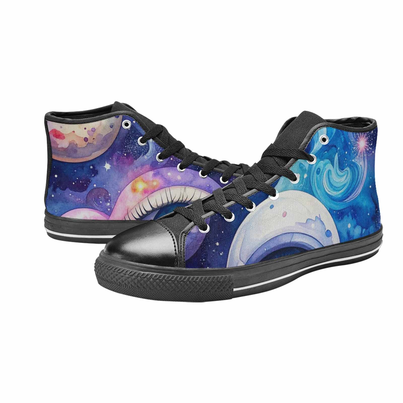 WOMEN'S Cartoon Eyeballs Galaxy High Top Canvas Vivid Custom Sneakers