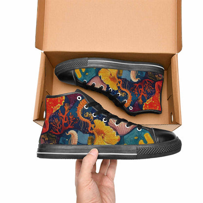 WOMEN'S Fish Scale Coral High Top Canvas Dark Academia Sneakers