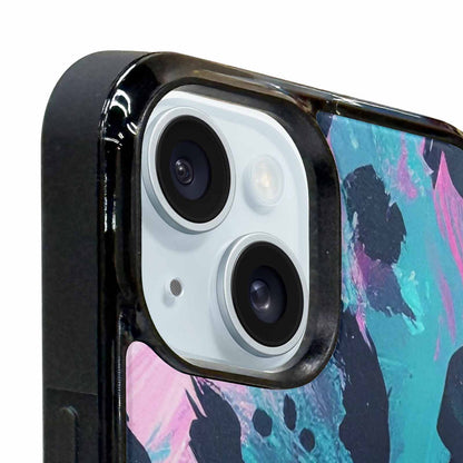 iPhone 15 Plus Case — Leopard Neon Pink Teal Airbrush, Custom Designed Case Cover