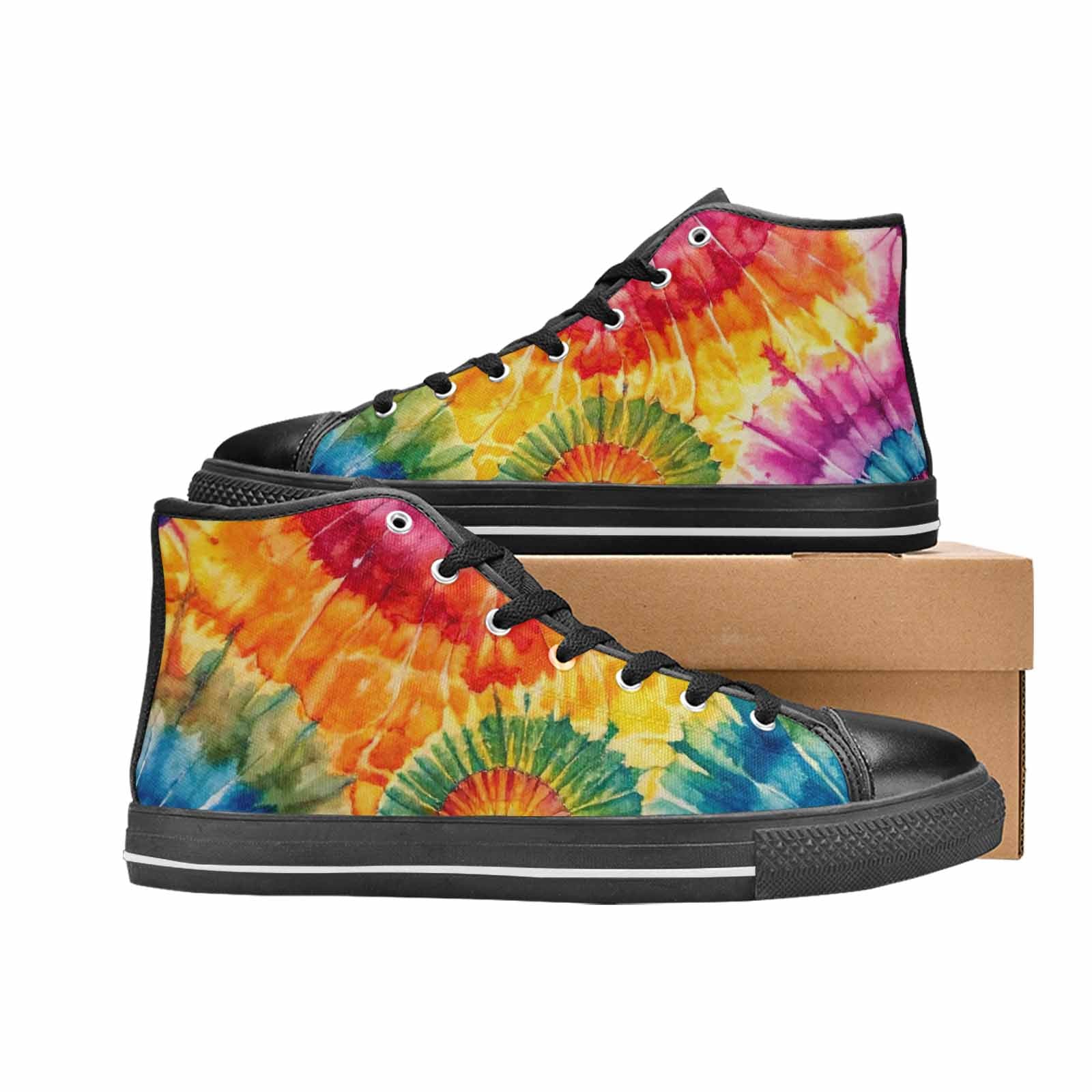 MEN'S Tie Dye Swirl High Top Canvas Wallpaper Art Custom Shoes
