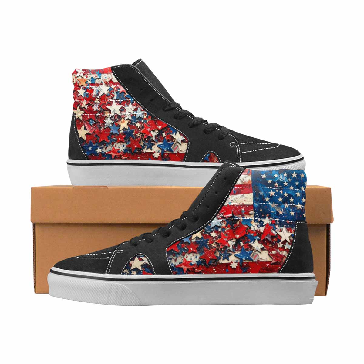 WOMEN'S Patriotic High Top Canvas Streetwear Vivid Original Art Sneakers