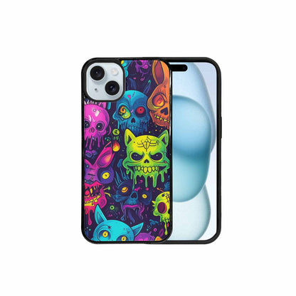 iPhone 15 Plus Case — Mixed Toxic Glow Creature Pattern Hundreds, Personalized Phone Case