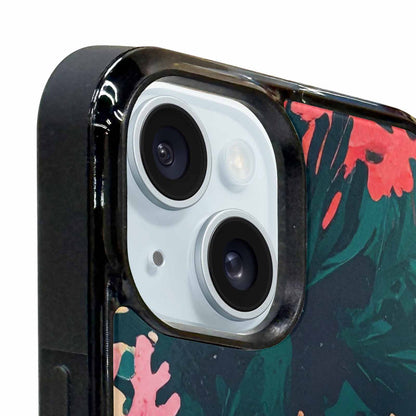 iPhone 15 Plus Case — Camo Coral Turquoise, Custom Printed Phone Case
