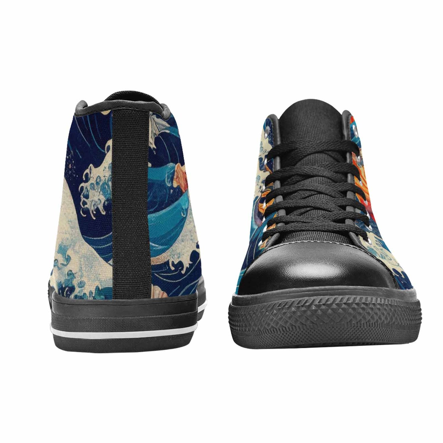MEN'S Ocean Wave High Top Canvas Wallpaper Art Custom Shoes