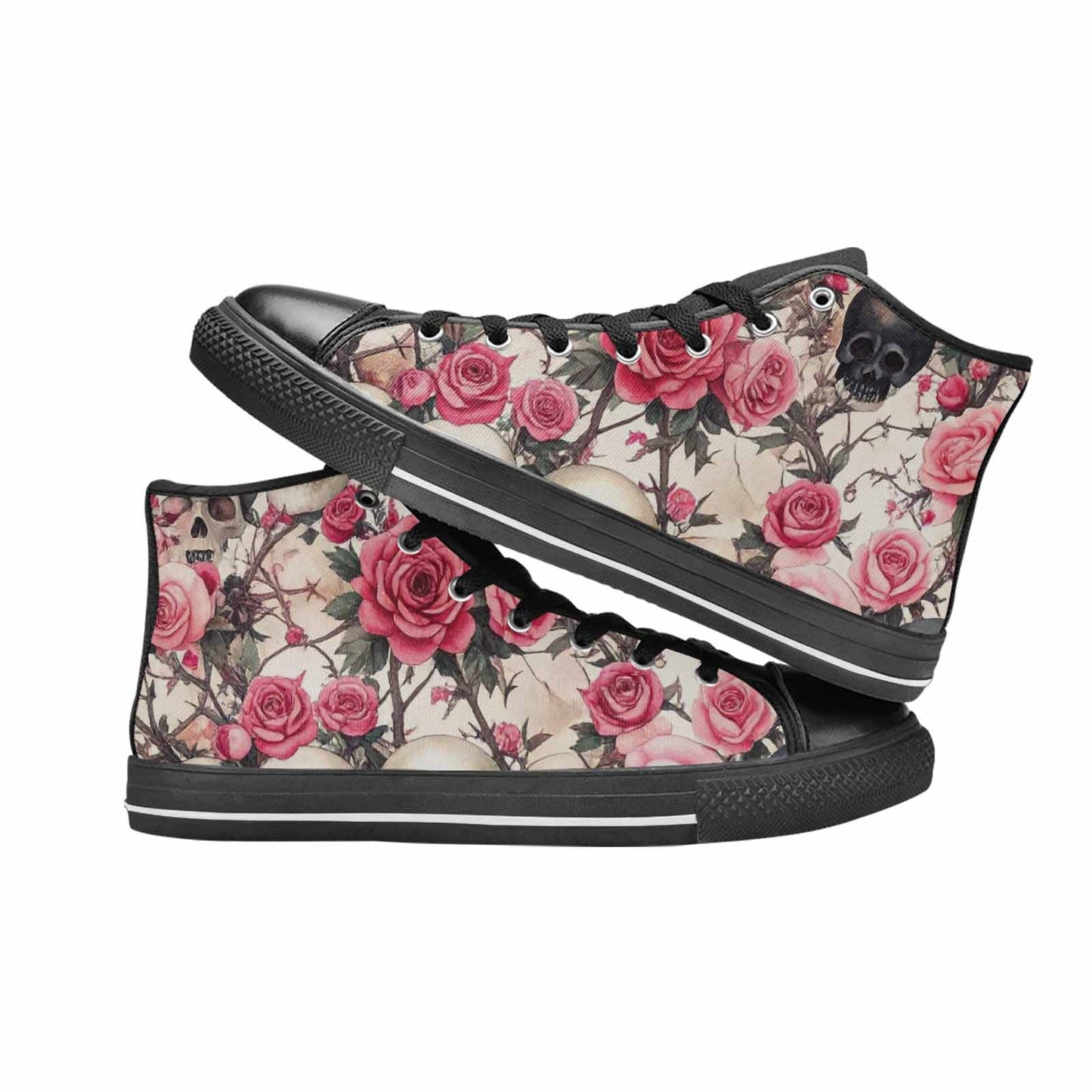 MEN'S Skulls - Roses High Top Canvas Surreal Custom Shoes