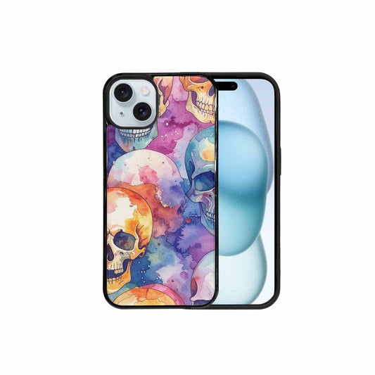 iPhone 15 Plus Case — Kulls Watercolor Skulls Small Skull Pattern, Custom Designed Case Cover