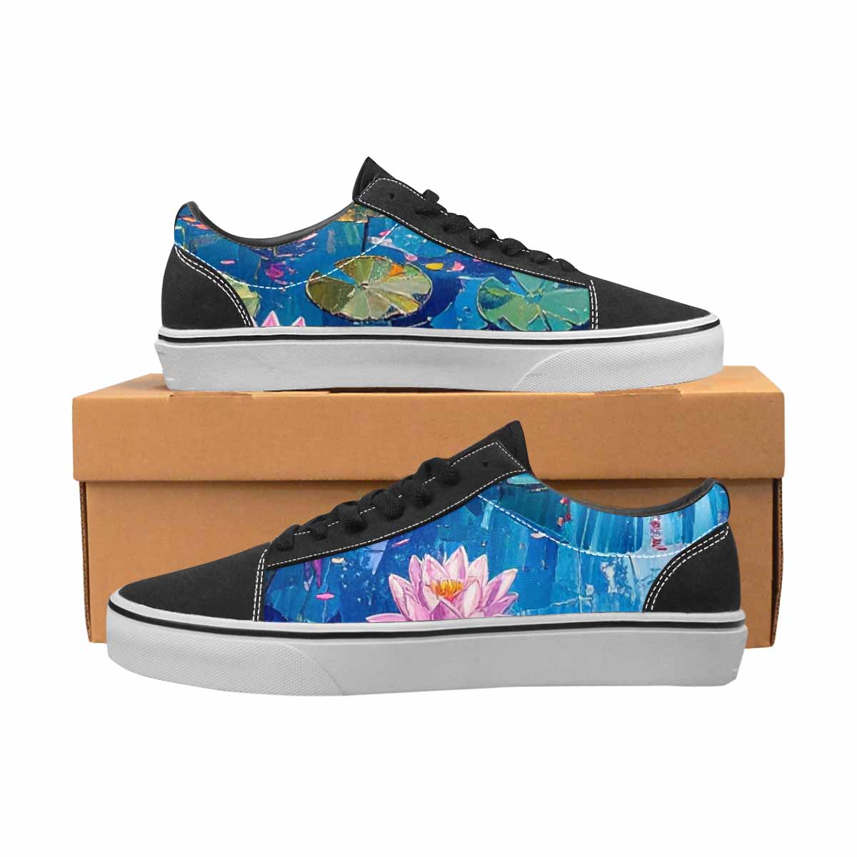 WOMEN'S Full Color Vibrant Monet Lace-Up Canvas Grunge Custom Shoes