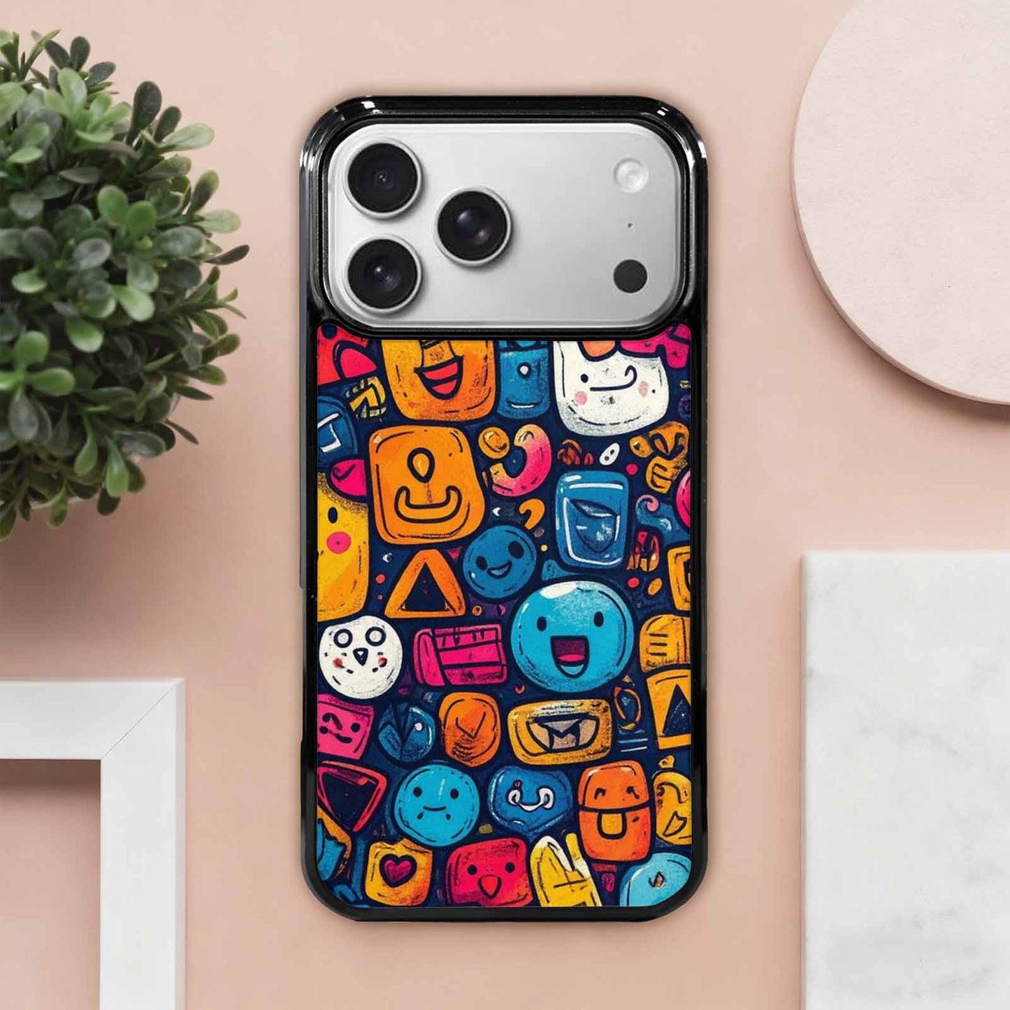 iPhone 17 Pro Max Case — Hand Drawn Icon Doodle Original Art, Custom Print Case Cover
