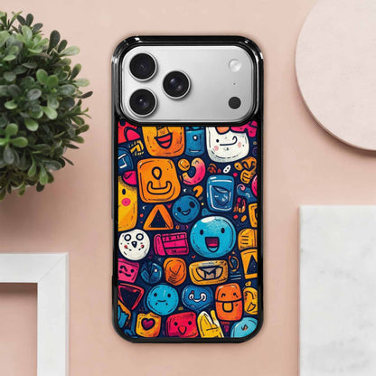 iPhone 17 Pro Max Case — Hand Drawn Icon Doodle Original Art, Custom Print Case Cover