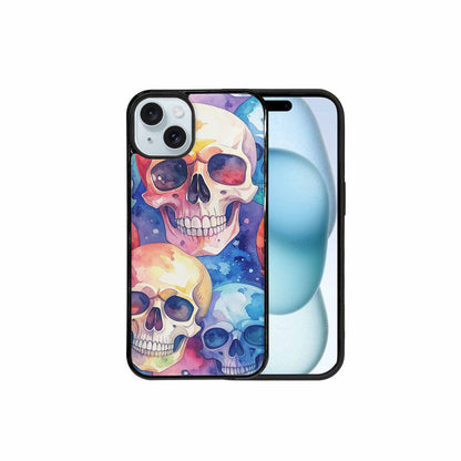 iPhone 15 Plus Case — Kulls Watercolor Skulls Small Skull Pattern, Personalized Phone Case