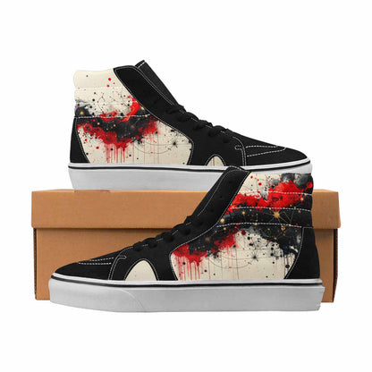 MEN'S Zodiac Black & Red Ink High Top Canvas Artist-designed Y2K Custom Printed Shoes