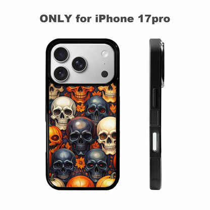 iPhone 17 Pro Case — Skulls Halloween Orange Black Small Gothic, Custom Print Case Cover