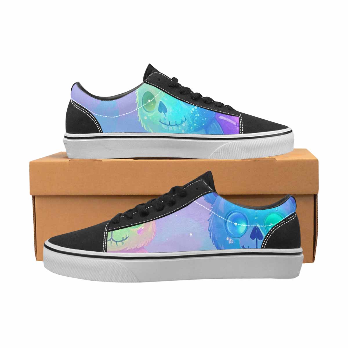 WOMEN'S Rainbow Teddy Skeletons Eye Lace-Up Canvas Dark Academia Custom Sneakers