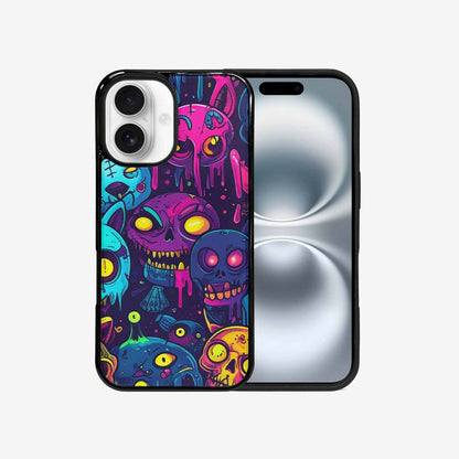 iPhone 16 Case — Mixed Toxic Glow Creature Pattern Hundreds, Custom Phone Case