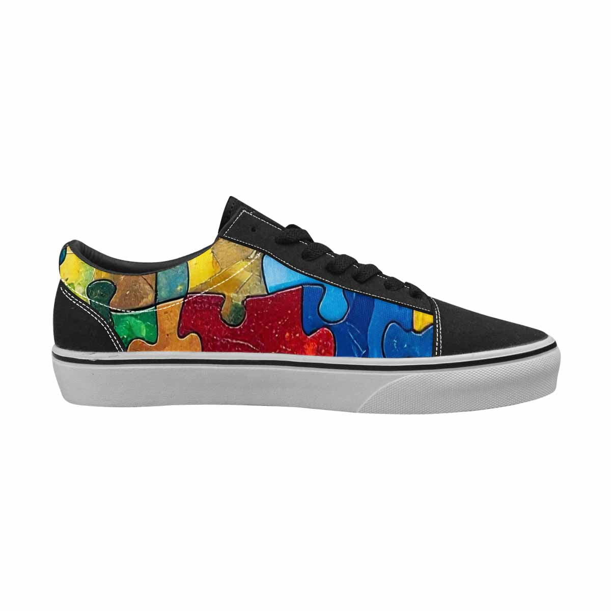 WOMEN'S Autism Puzzle Pieces Lace-Up Canvas Grunge Custom Shoes