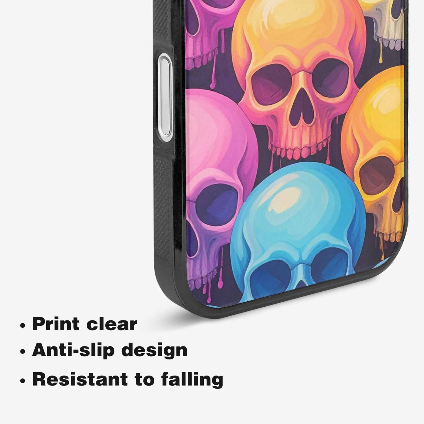 iPhone 16 Plus Case — Dripping Candy Skulls, Custom Art Phone Cover